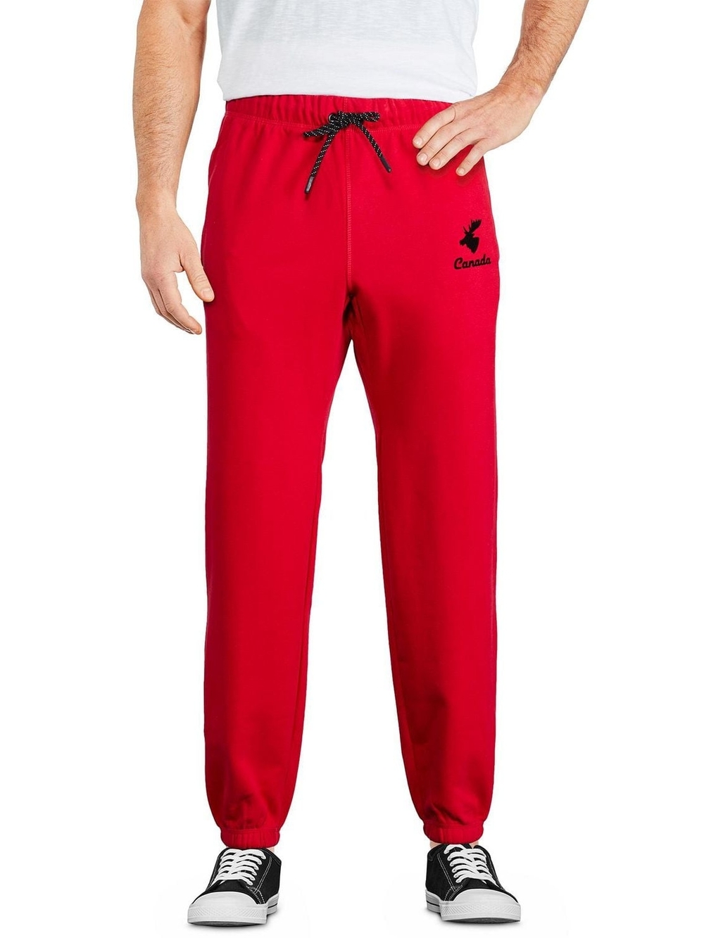 Mens Sport Jogging Pants, Red Jogger Fitness Pants, Canadian Unisex With Pockets